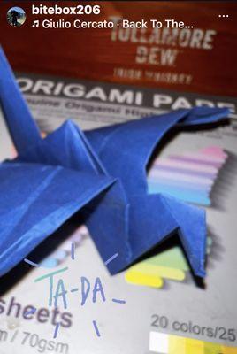 Origami paper at the bar