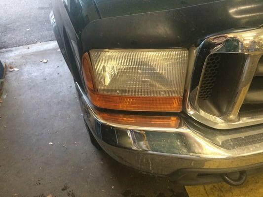 A close up of the headlight, after restoration. I'm very pleased with Jeff's work and process!