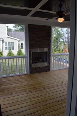 Exterior Gas Logs on Screen Porch