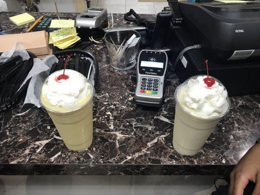 Mango and banana milkshakes