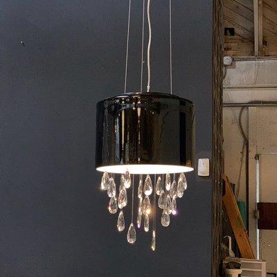 Suspension Fixture - Black shade with crystals