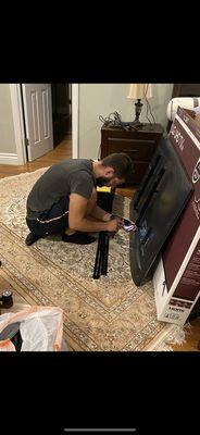 preparation for hanging the TV