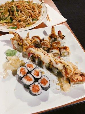 Salmon roll, Spider man roll, Shrimp tempura