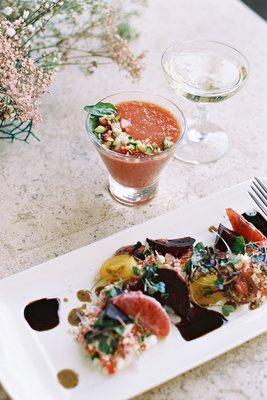 Feta Roasted Beet and Gazpacho Pairing