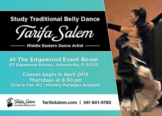 Traditional Belly Dance Class to be offered at Edgewood Event Room April 2015