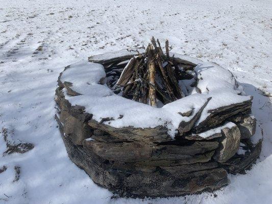 Dry sone fire pit.