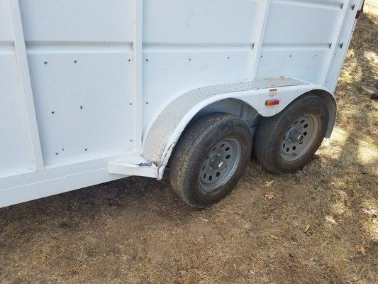 Bent axle on a horse trailer