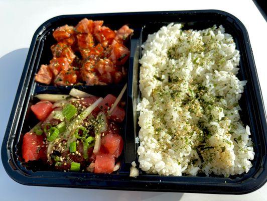 Poke bowl- mixed plate, spicy and shoyu from Natinbutgrindz truck!