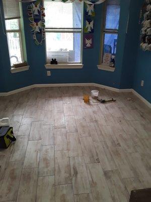 Tile flooring install