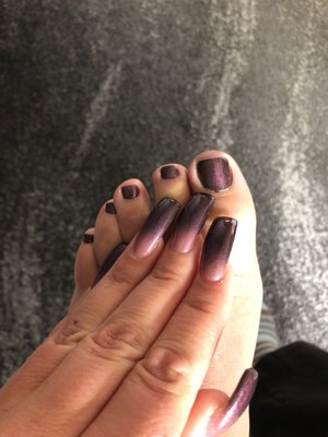 Acrylic fills and gel pedicure!