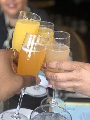 Strawberry Passion Mimosas, Mango Mimosa and Regular