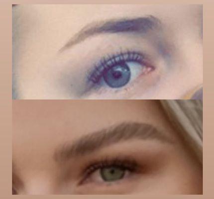 Before and after of my brows