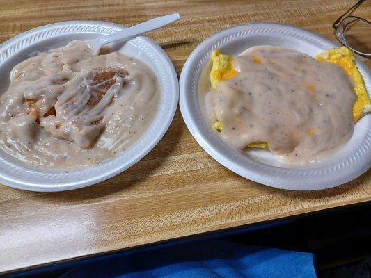 Western Omelet and Biscuit with Gravy