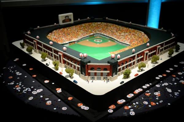 The Texas Ranger Stadium made as a Groom's cake,