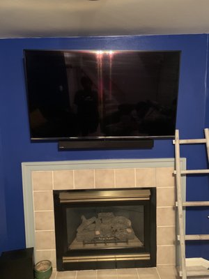 TV mounted on wall