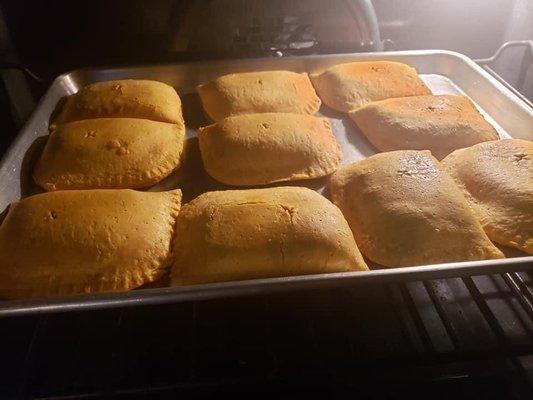 Freshly made Jamaican beef patties