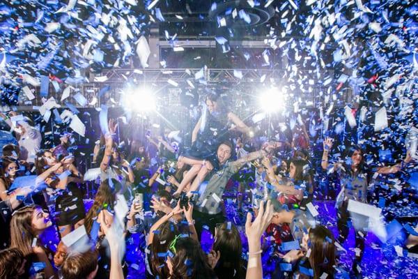 The Untouchables DJ and Entertainment with their Confetti Canons at work at The Light House, Chelsea Piers, NYC.