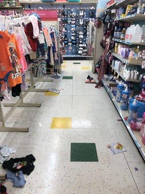 This was how all the isles looked. Just stuff all over the floor!