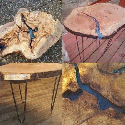 4 different live edge tables.