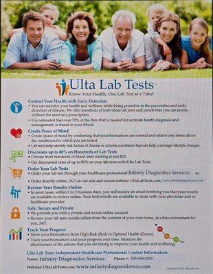 Infinity Diagnostics Services has partnered with Ulta Labs to provide phlebotomy services