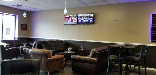 Lounge seating with HD televisions