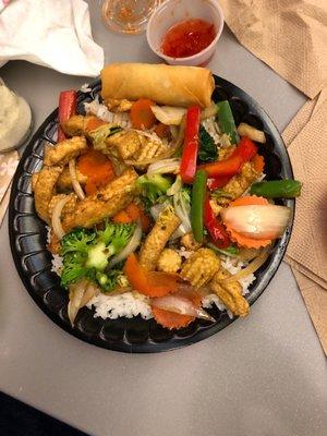 Stir fry veggie with imperial rolls