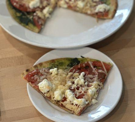 tomato, pesto, pine nut, feta flatbread