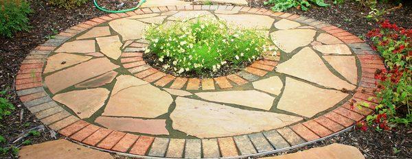 Flagstone and Clay Paver Walkway with Zagreb Coreopsis Detail