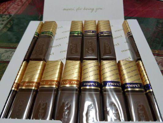 Merci European Chocolates. Someone's not getting their gift, lol