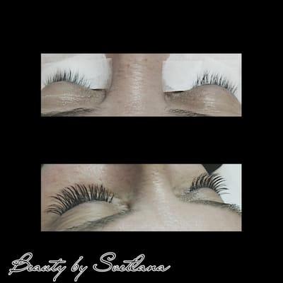 Eyelash extensions before and after!