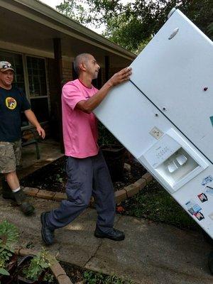 Helping out Orange Tx  survivors with a fridge.