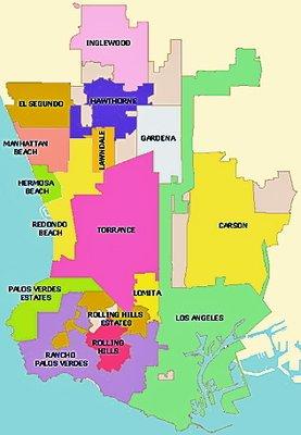 All of the South Bay and the 105, 710, 605 corridors.