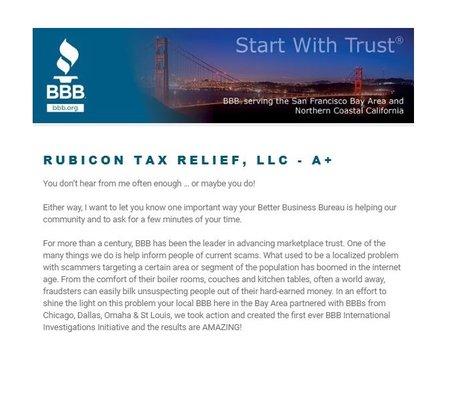 Rubicon Tax Relief, LLC - BBB Report