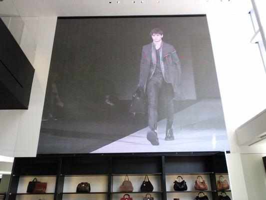 Two story video wall at Armani 5th Ave, New York.