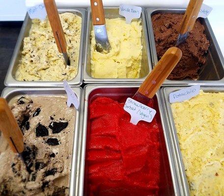 A selection of gelato flavors