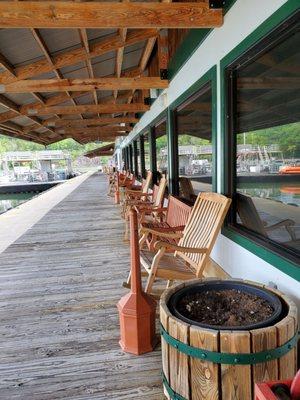 Lots of chairs to pass the time away on the dock