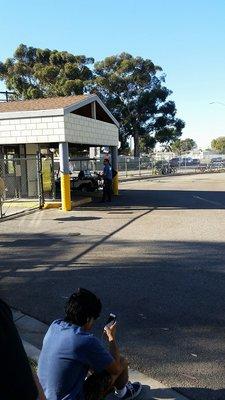 Security pass and check upon entering the grounds.  View from passing check point.