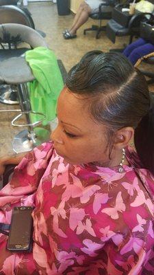 Finger wave and ponytail