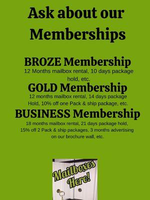 Check out our memberships! Looking to get a mailbox rental outside our business hours, call to schedule an appointment 430-291-9425