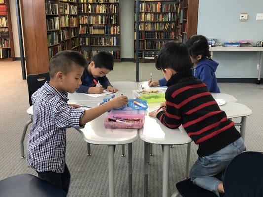 Sunday school kids are participating in an activity