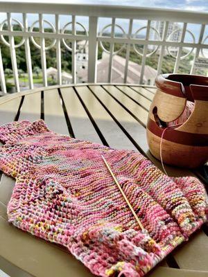 Nothing beats knitting at the beach.