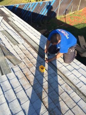 Repairing a roof that a roofer had messed up on. So our agents call us and trust us to get it done right!