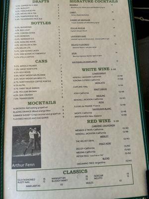 Drink menu