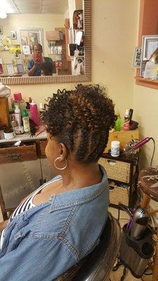 Sew In with Jeri curl hair and Braid in the back