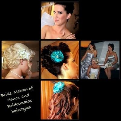 Wedding parties hair and bride