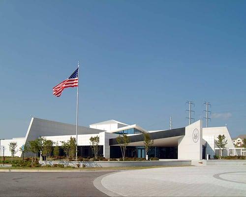 Front of the Atlanta Southeast Regional Archives Building in Morrow, GA.