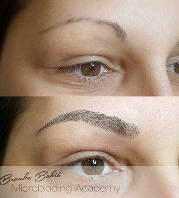 Compared to classical PMU, done with a machine, microblading provides possibility to draw thinner hairs.