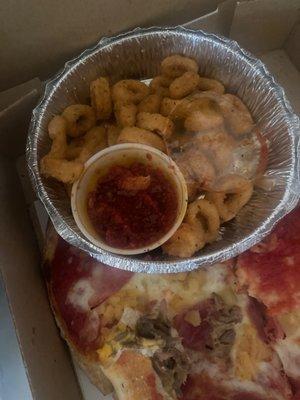 Bruh I know these calamari is fresh out the freezer bruh  Probably from Costco's