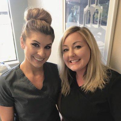 Our office manager Sarah and hygienist Tiffany