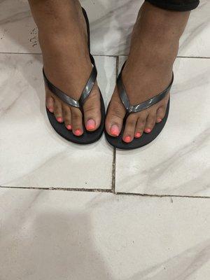 Orange ombre pedicure